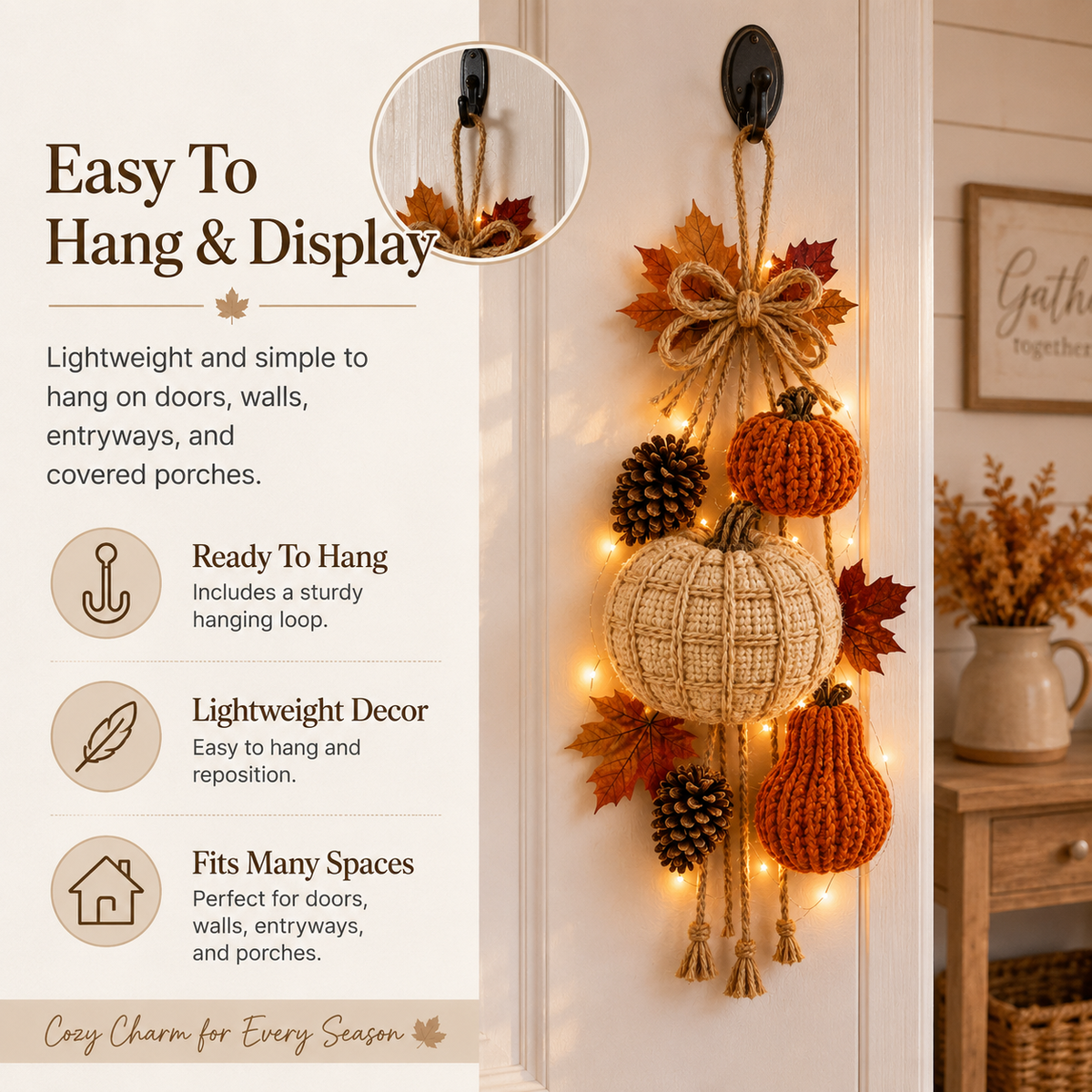 lighted rustic harvest door hanging decor
